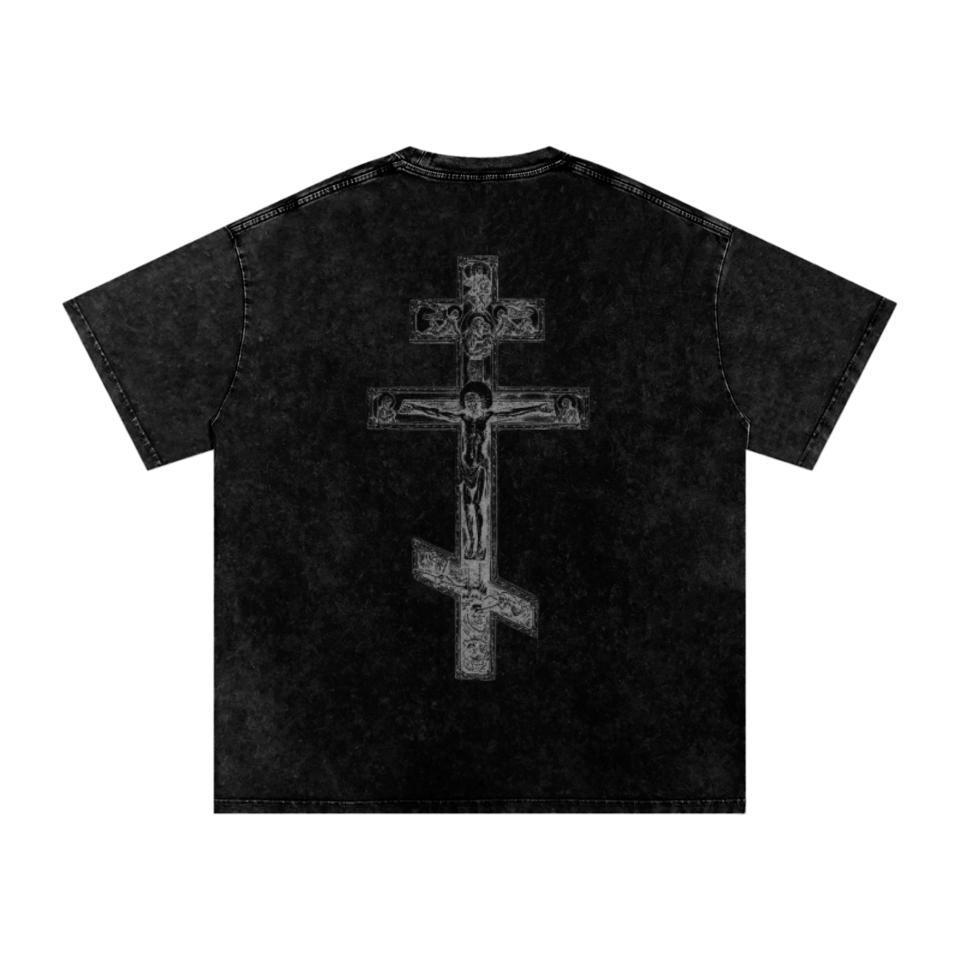 CRUXIFIXCTION// Snow Washed Oversized Cotton T-Shirt