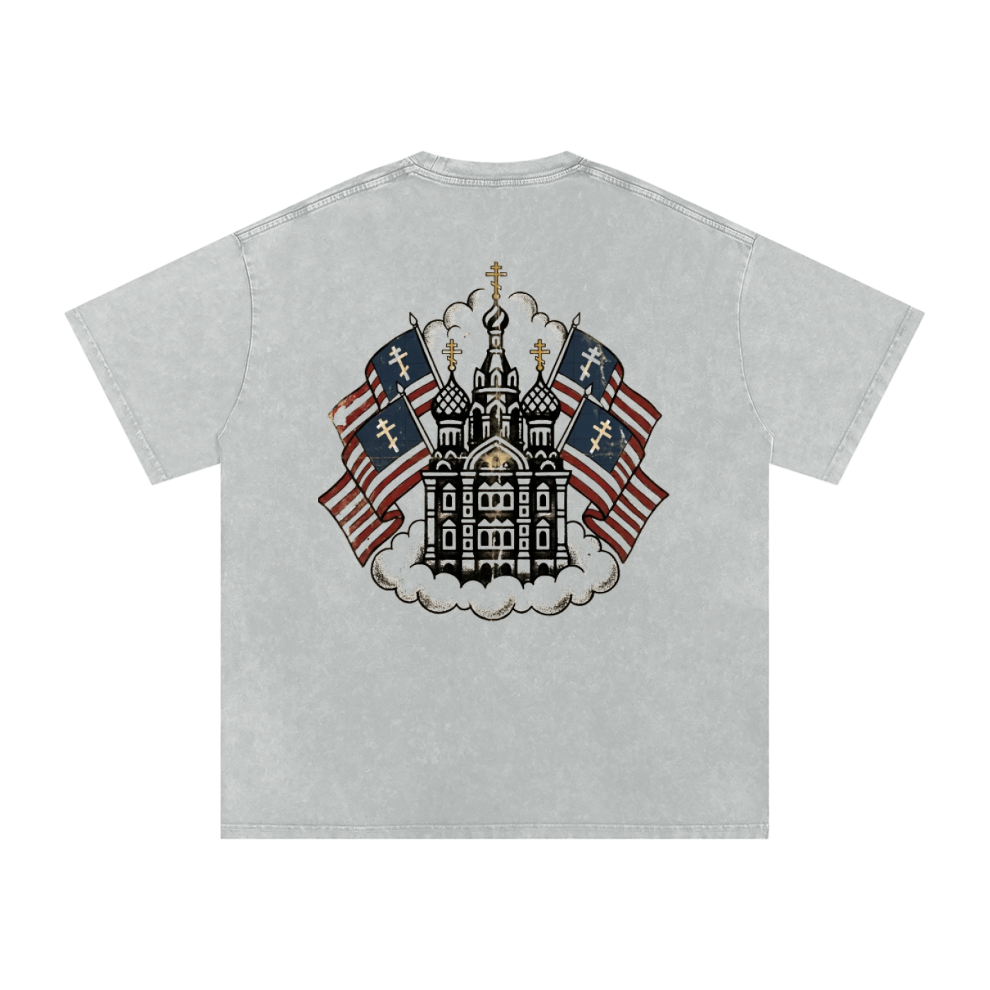 AMERICAN ORTHODOXY// (American Trad)Snow Washed Oversized Cotton T-Shirt