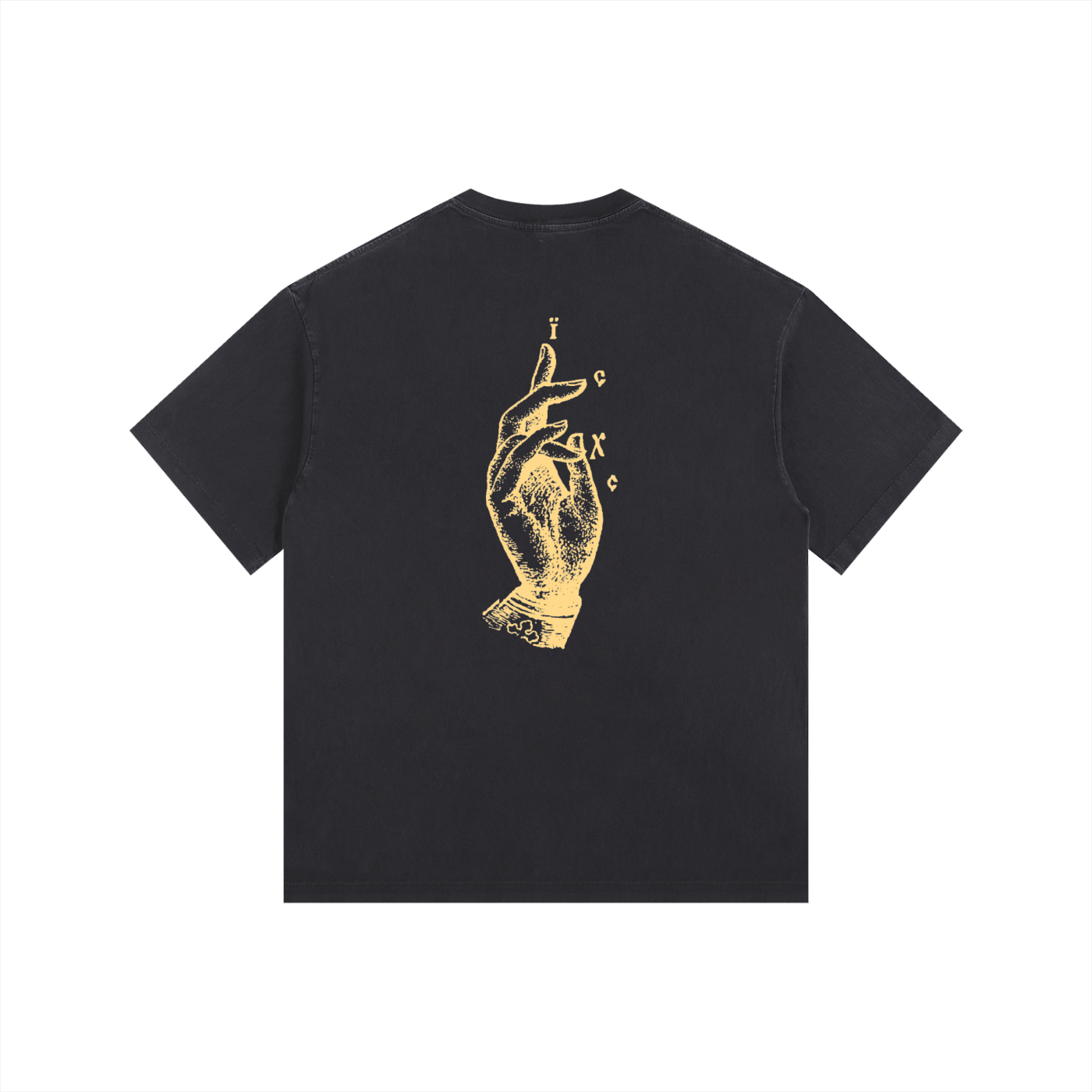 HAND OF BLESSING//(yellow)Vintage Washed Oversized Cotton T-Shirt
