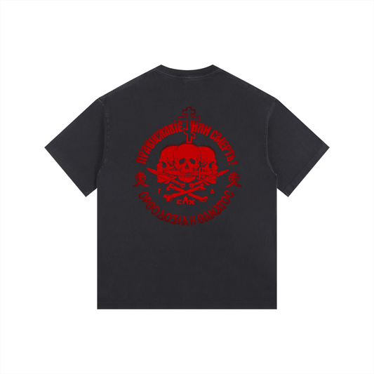 ORTHODOXY OR DEATH v3 (RED)//Vintage Washed Oversized Cotton T-Shirt