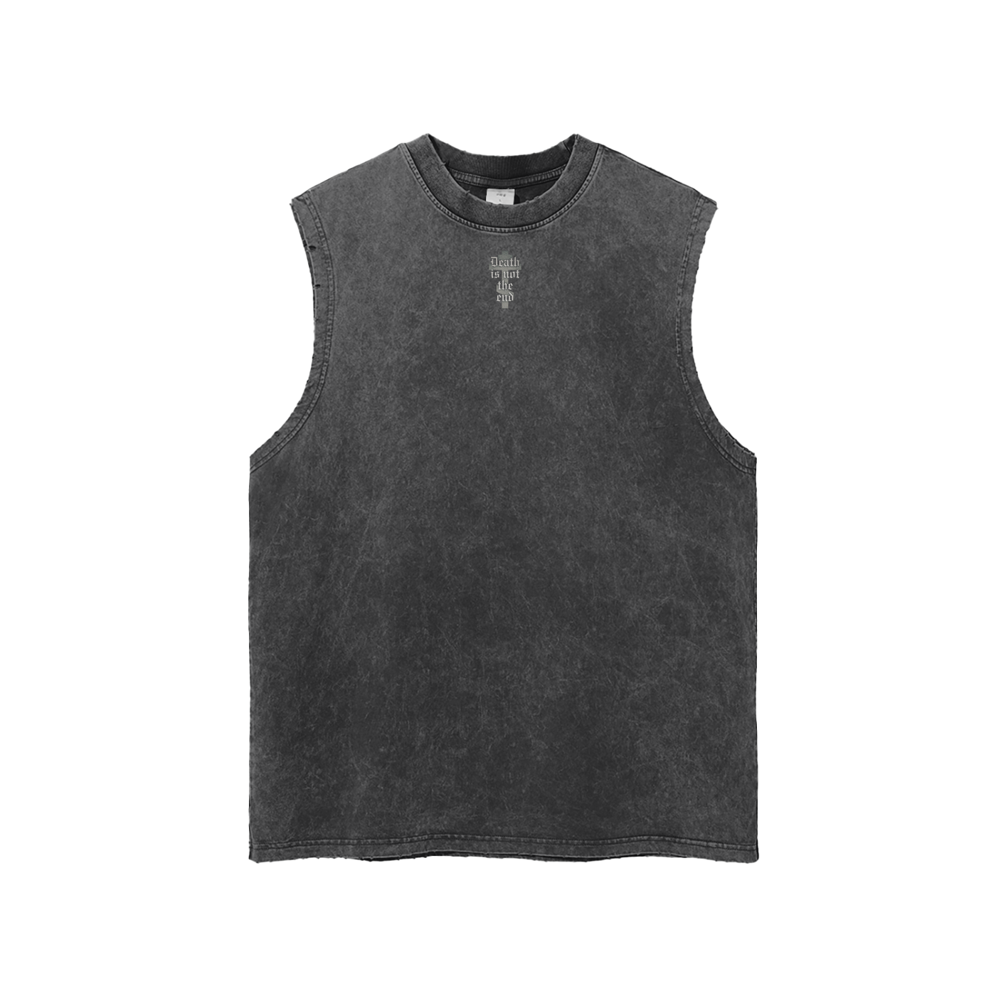 DEATH IS NOT THE END//Snow Washed Frayed Hem Tank Top