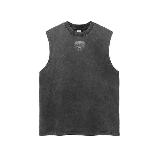 ORTHODOXY OR DEATH (FADED)//Snow Washed Frayed Hem Tank Top