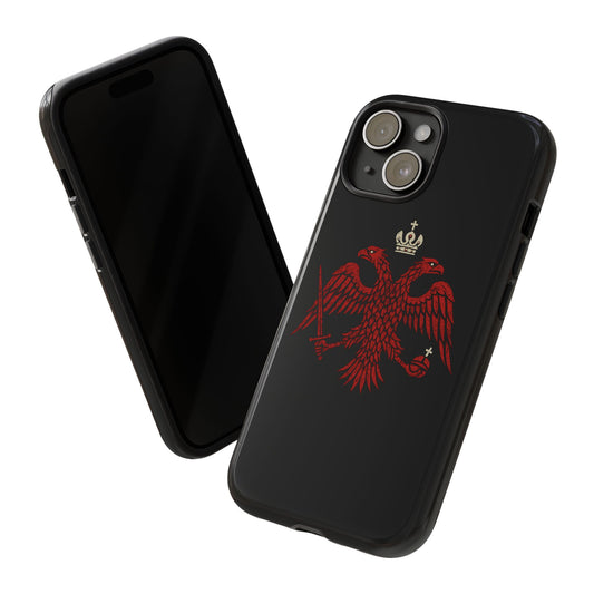Double-Headed Eagle Tough Phone Case — Red Byzantine Crest on Black