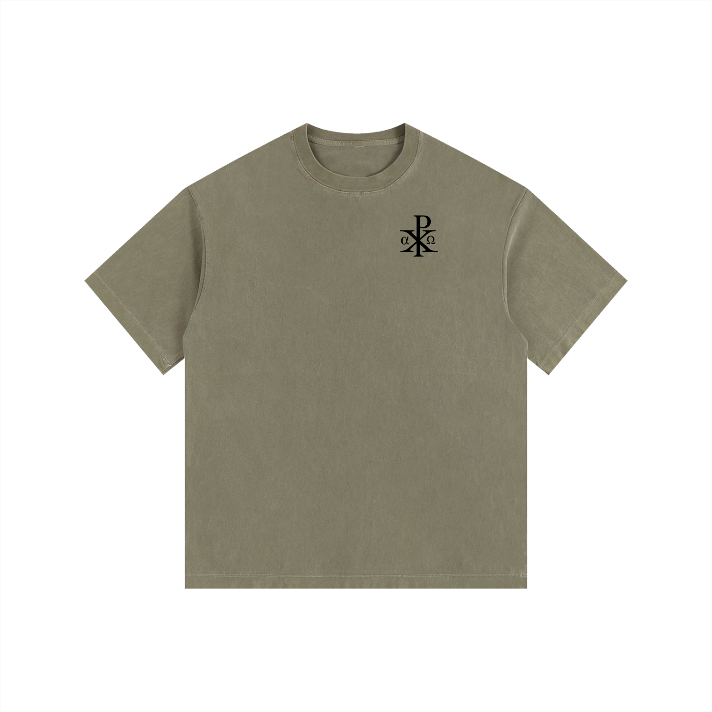 CHI RHO v.2// (army green) Vintage Washed Oversized Cotton T-Shirt