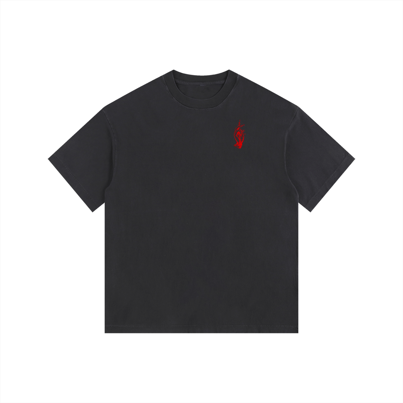 HAND OF BLESSING//(red)Vintage Washed Oversized Cotton T-Shirt