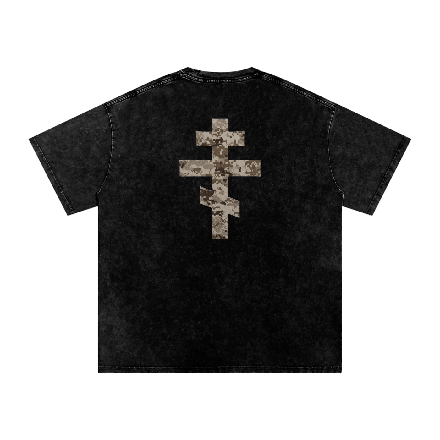 DESERT CAMO CROSS (Snow Washed Oversized Cotton T-Shirt)