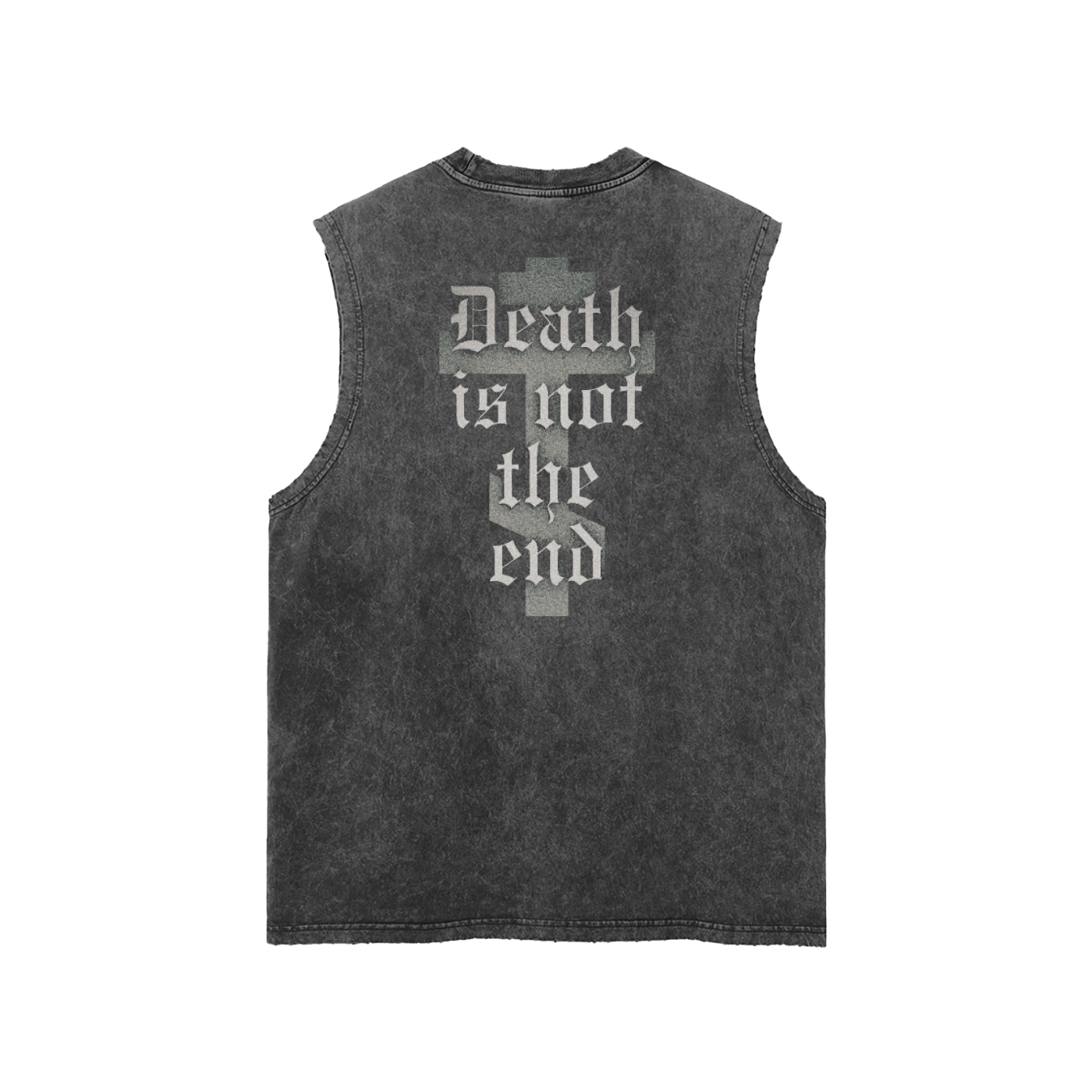 DEATH IS NOT THE END//Snow Washed Frayed Hem Tank Top