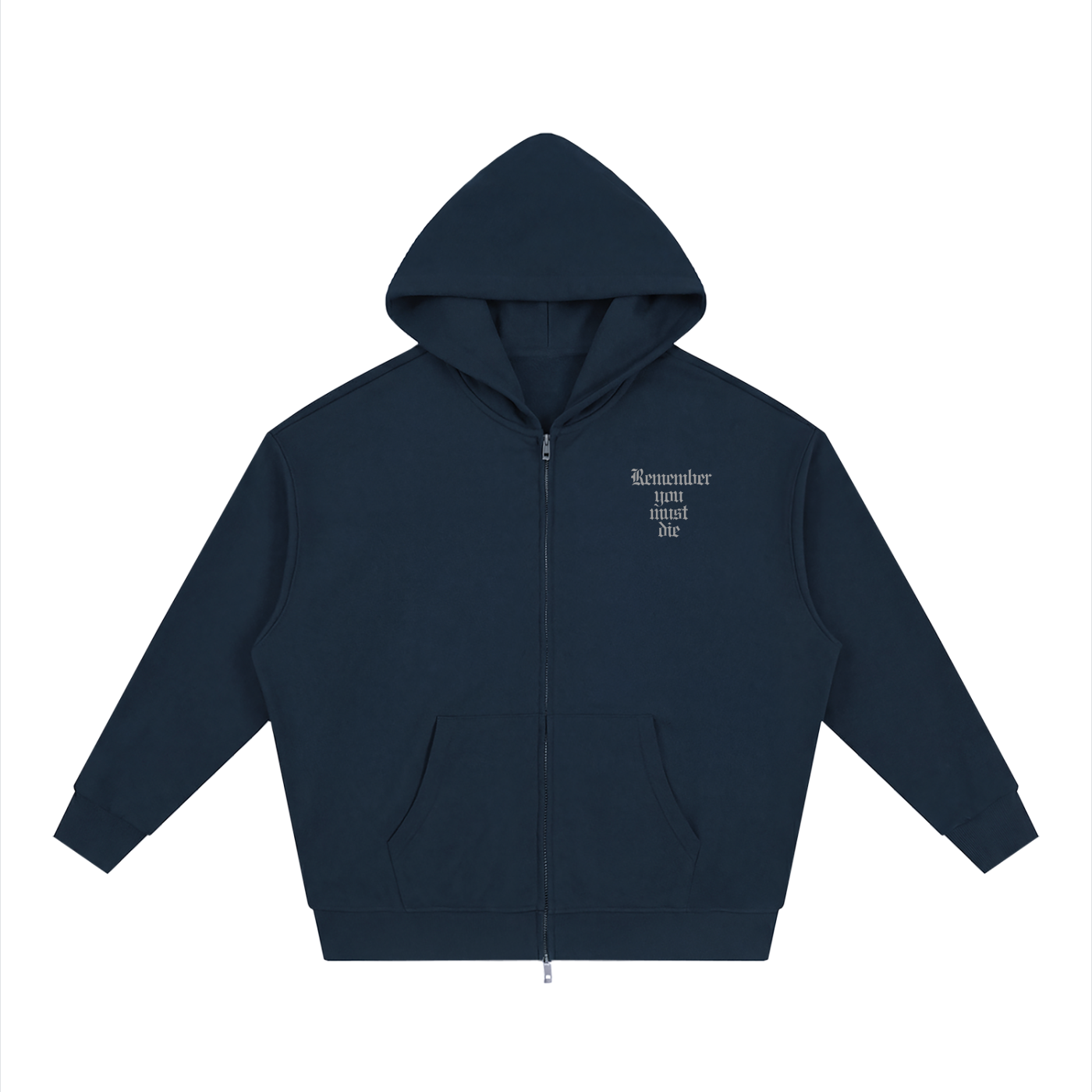 REMEMBER YOU MUST DIE// (green, black, blue)//Loose Solid Full Zip Hoodie