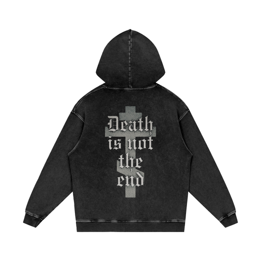 DEATH IS NOT THE END//Snow Washed Loose Cotton Hoodie